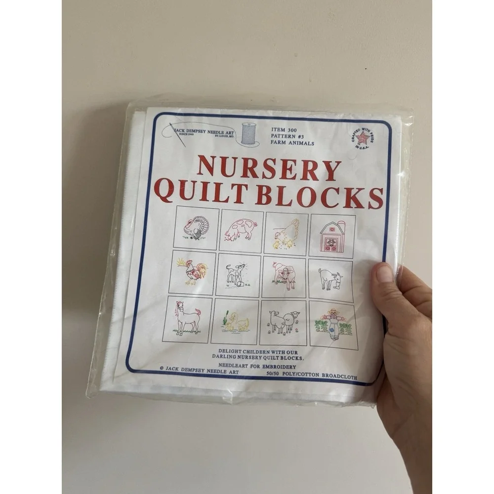 Quilt Nursery Blocks Jack Dempsey Sewing Teddy Bears 80s Lot Of 2